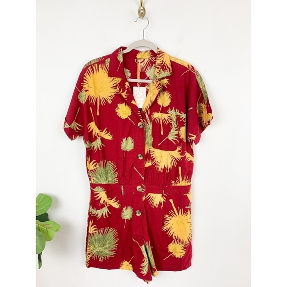 NWT Free People Hawaiian Tropical Cotton Romper Sz M - Picture 2 of 13